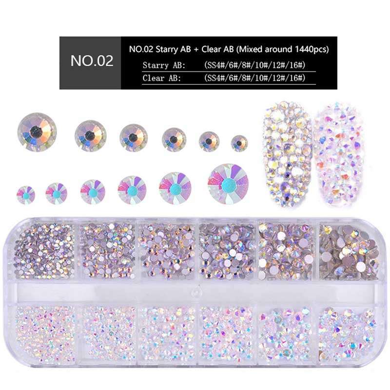 Nail Flat-back AB Crystal Strass 3D Charm Gems DIY Manicure Nail Art Decorations(08)
