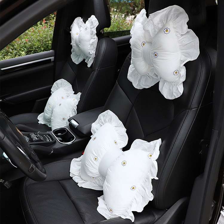 Bow Car Head Pillow Car Seat Neck Pillow Comfortable Cotton Car Supplies, Colour: Sun Flower Headres