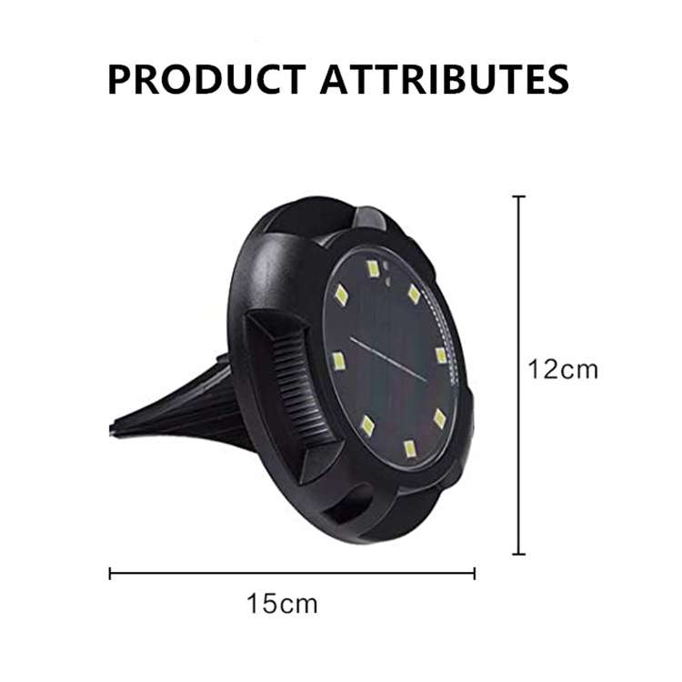 Outdoor Solar Underground Lamp Rotating Buried Lawn Lamp , Spec: 8 LEDs Warm+Color Light (Plastic Sh