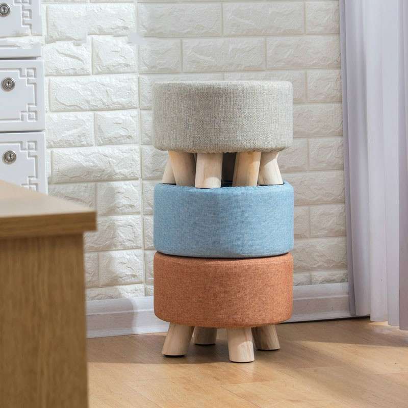 Fashion Creative Small Stool Living Room Home Solid Wood Small Chair(Blue)