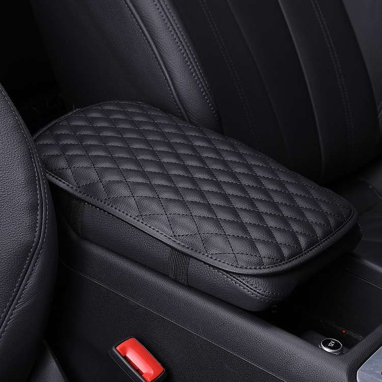 Leather Car Universal Central Armrests Pad Anti-Slip Armrest Box Mat(Black)