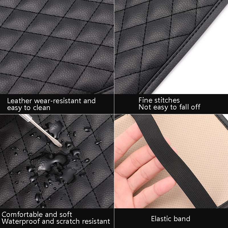 Leather Car Universal Central Armrests Pad Anti-Slip Armrest Box Mat(Black)