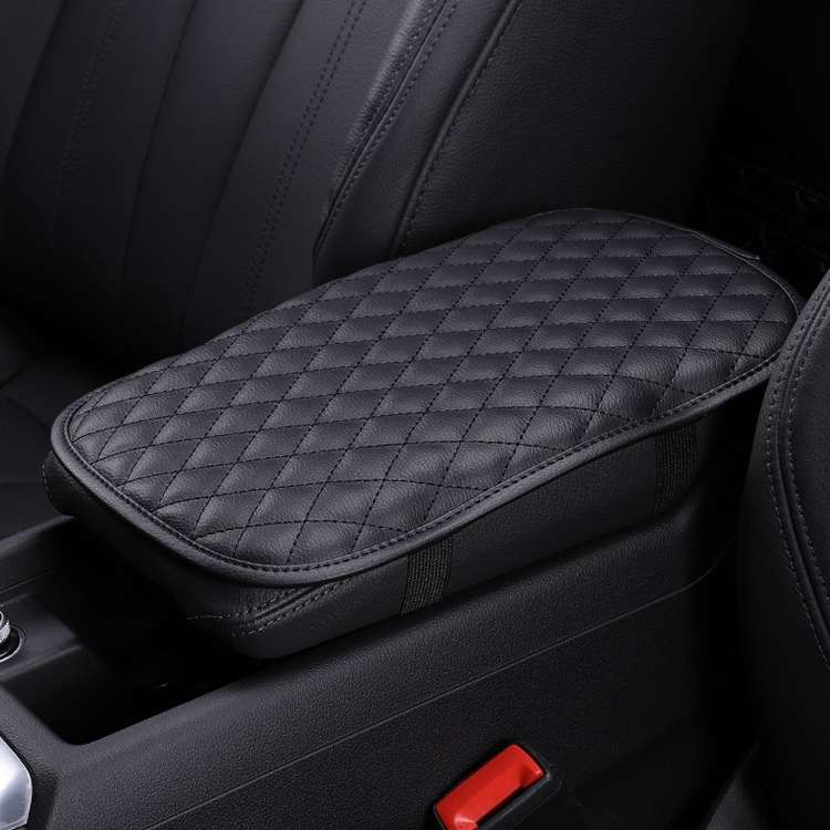 Leather Car Universal Central Armrests Pad Anti-Slip Armrest Box Mat(Black)