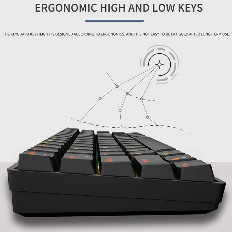 LEAVEN K28 61 Keys Gaming Office Computer RGB Wireless Bluetooth + Wired Dual Mode Mechanical Keyboa