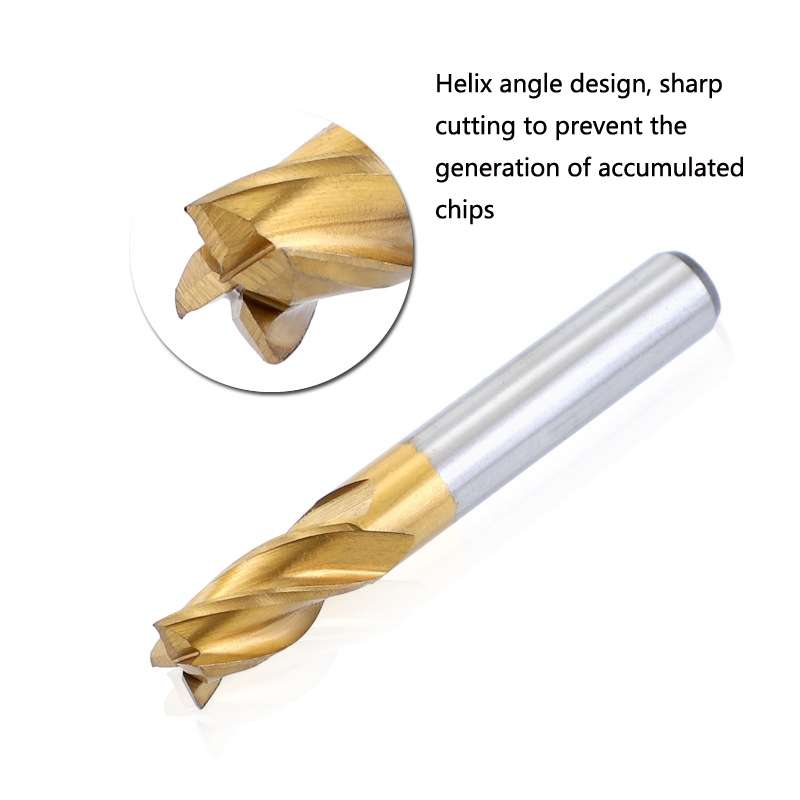 7 PCS/Set High-Speed Steel And Aluminum End Face Milling Cutter With Straight Shank Titanium-Plated