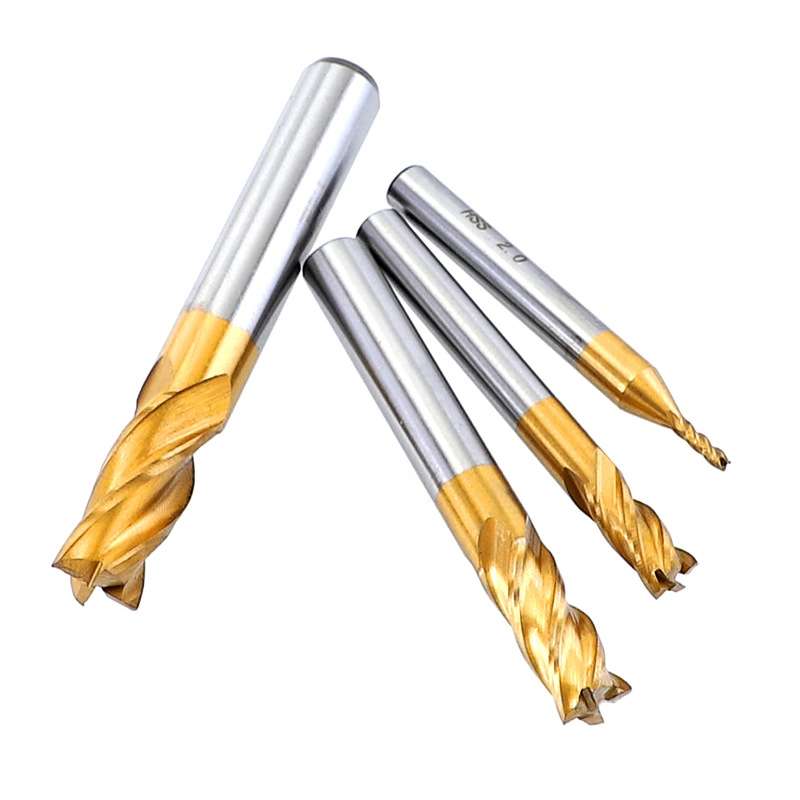 7 PCS/Set High-Speed Steel And Aluminum End Face Milling Cutter With Straight Shank Titanium-Plated