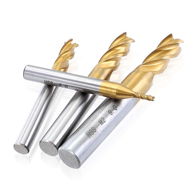7 PCS/Set High-Speed Steel And Aluminum End Face Milling Cutter With Straight Shank Titanium-Plated