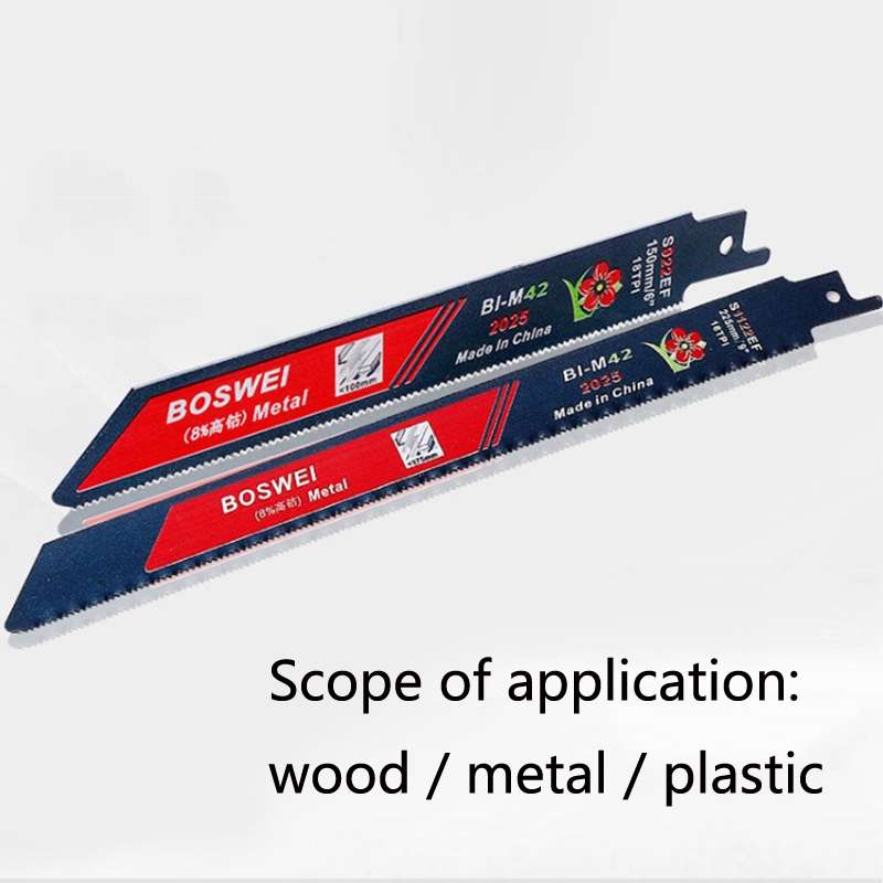 S1222BF BOSWEI Hardcore Reciprocating Saw Strip Fine Teeth Saber Saw Blade Metal Plastic Wood Bimeta