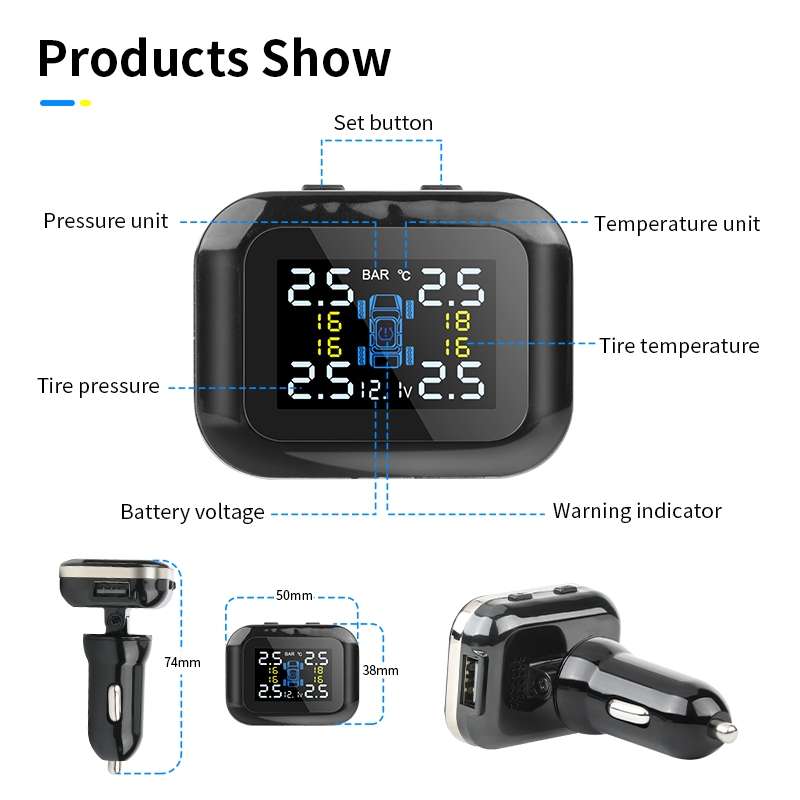 Q3 Mini Cigarette Lighter Car Wireless Tire Pressure Monitoring System TPMS Car Temperature Voltage