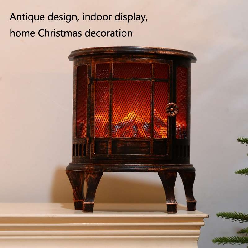 Fireplace Charcoal Lantern Simulated Flame Christmas Scene Decoration Window Home Decoration(As Show