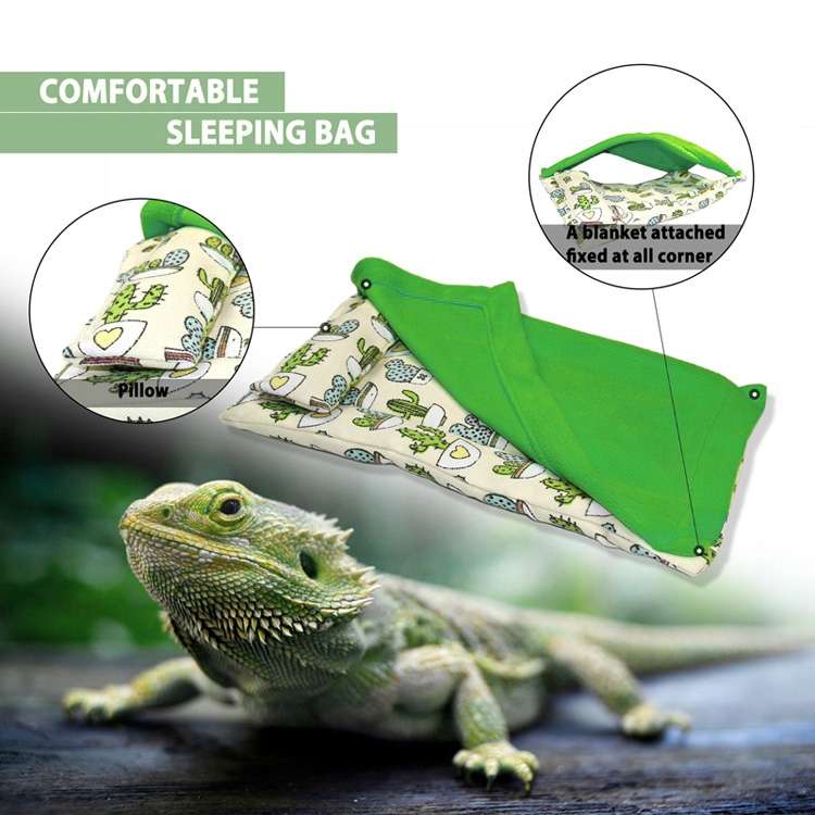Gecko Lizard Reptile Sleeping Bag With Pillow Hamster Pet Sleeping Bag (Green)