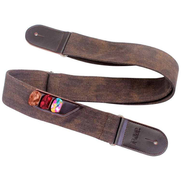 Leather Guitar Strap Retro Cowboy Electric Guitar Pick Strap(Brown)