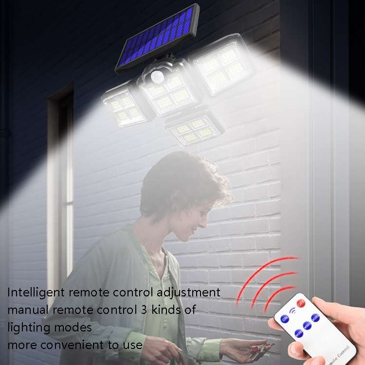 TG-TY085 Solar 4-Head Rotatable Wall Light with Remote Control Body Sensing Outdoor Waterproof Garde