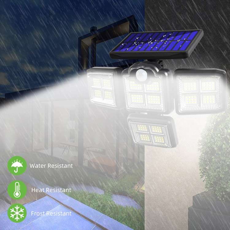TG-TY085 Solar 4-Head Rotatable Wall Light with Remote Control Body Sensing Outdoor Waterproof Garde