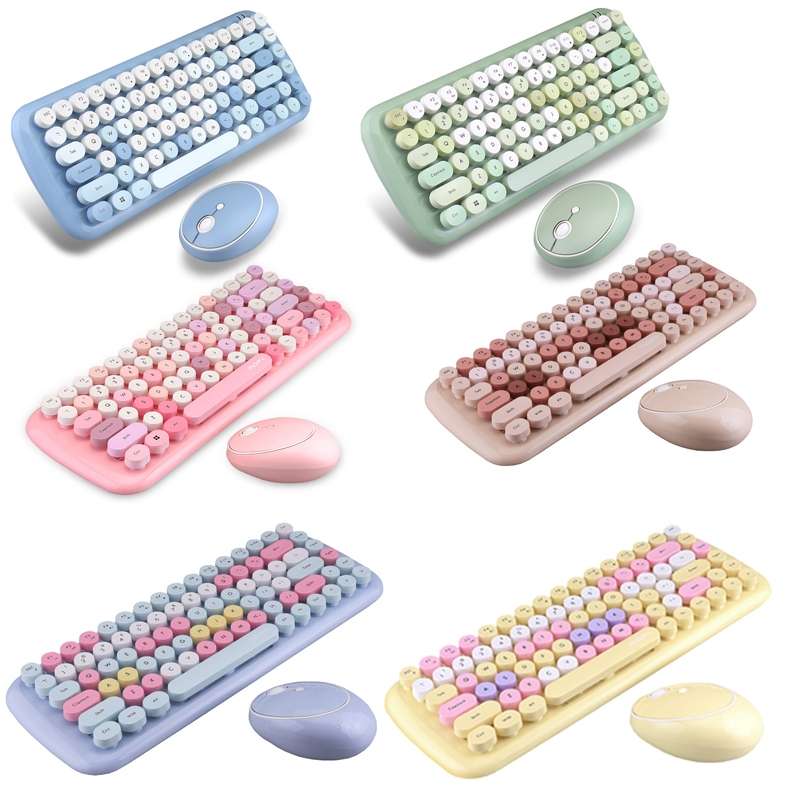 MOFii Candy Punk Keycap Mixed Color Wireless Keyboard and Mouse Set(Elegant Blue)