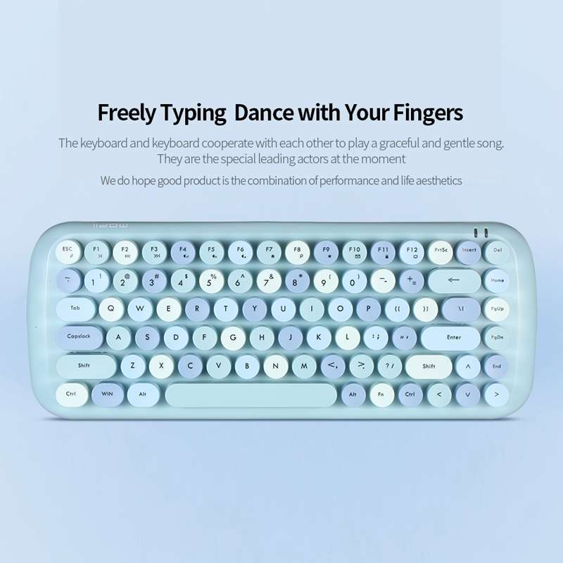 MOFii Candy Punk Keycap Mixed Color Wireless Keyboard and Mouse Set(Elegant Blue)