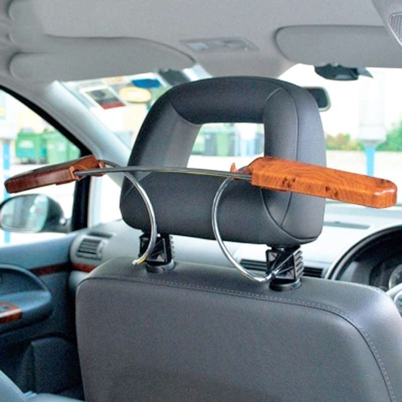 Automobile Stainless Steel Retractable Drying Rack Suit Hanger, Colour: Peach Wood Grain