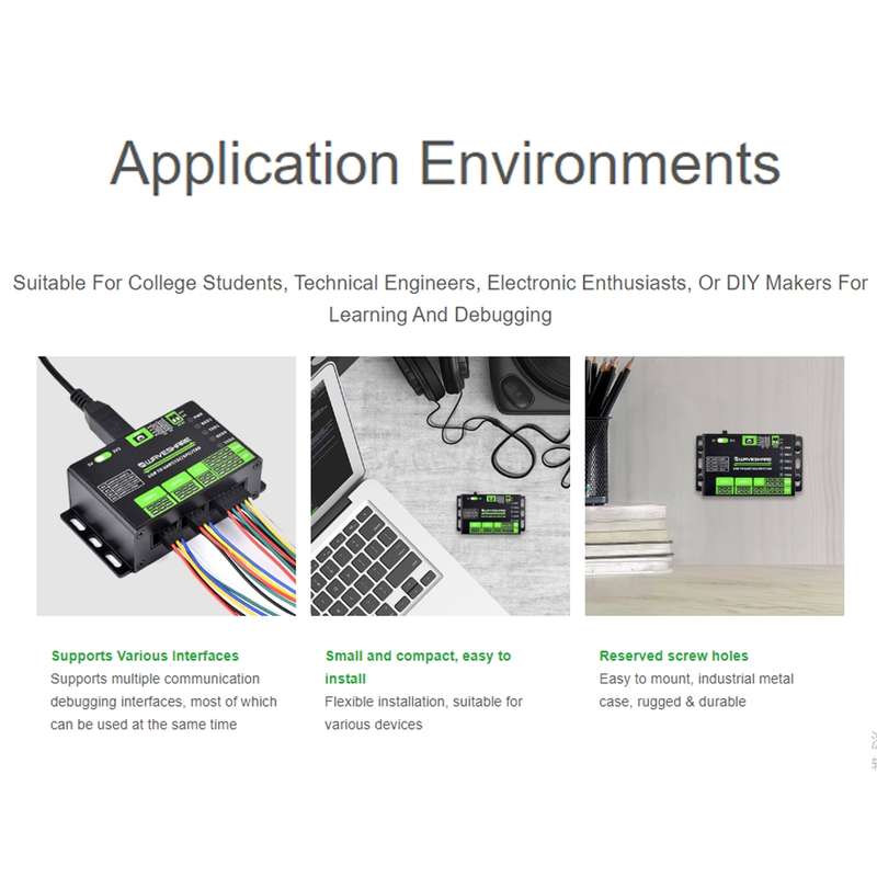 Waveshare 25411 3.3/5V USB To UART/I2C/SPI/JTAG Converter, Supports Multiple Interfaces