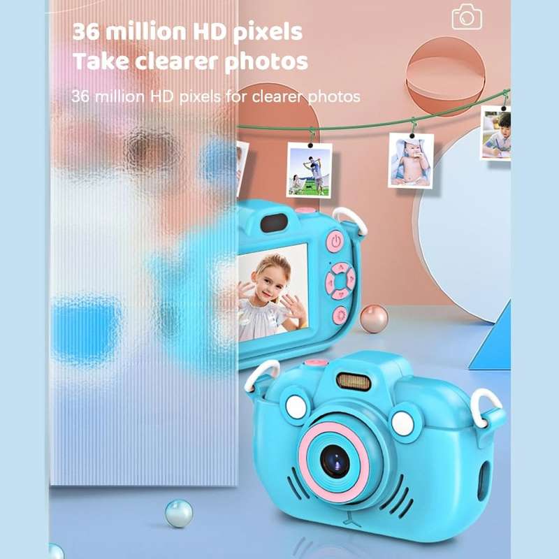 DC502 2.4-Inch 16X Zoom 2.7K Video Recording Children Digital Camera, Color: Blue + 32G(EU Plug)