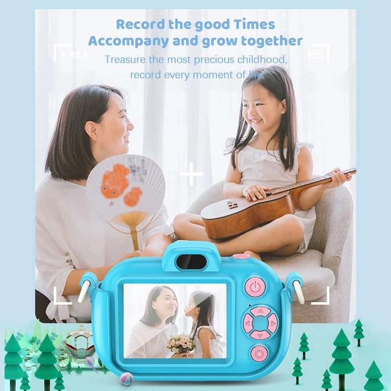 DC502 2.4-Inch 16X Zoom 2.7K Video Recording Children Digital Camera, Color: Blue + 32G(EU Plug)