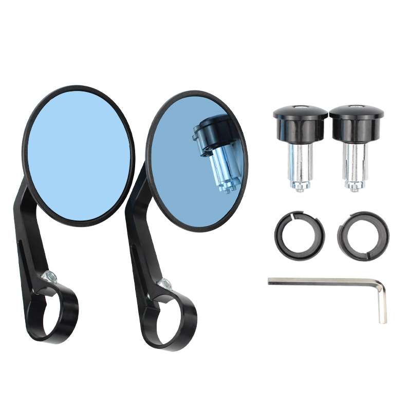 Motorcycle Electric Vehicle Modified Accessories Retro Circular CNC Hand Mirror Rear View Mirror(Bla