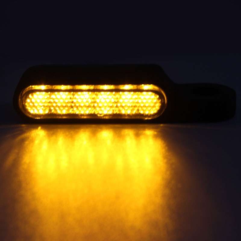 2 PCS Motorcycle Handle Turn Light Metal LED Indicator Light(Black)