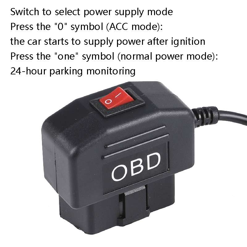 H508 OBD Car Charger Driving Recorder Power Cord 12/24V To 5V With Switch Low Pressure Protection Li