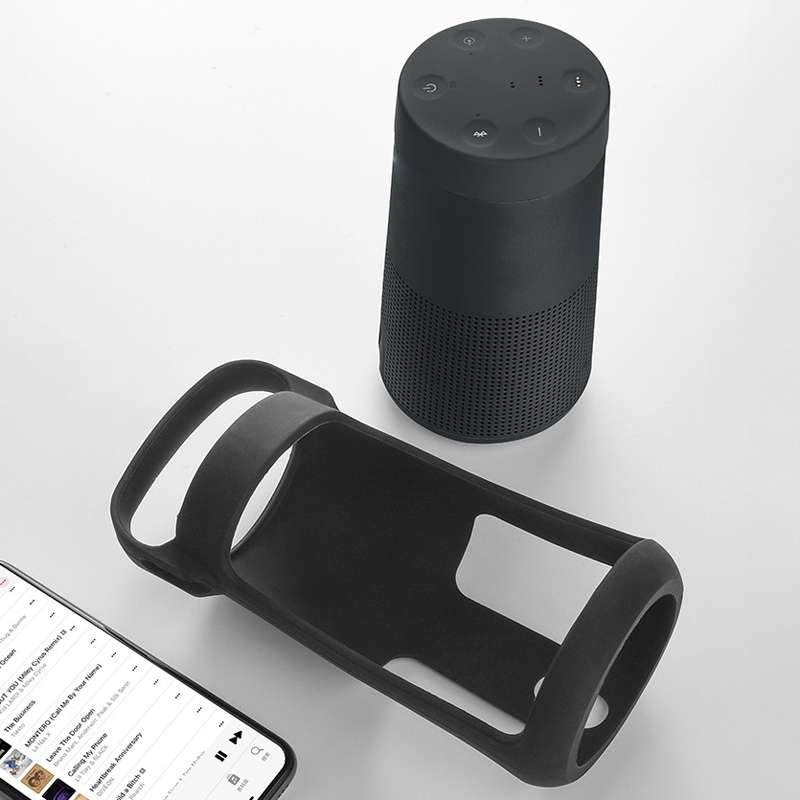 For Bose SoundLink Revolve Bluetooth Speaker Silicone Protective Cover Portable Carrying Bag(Black)