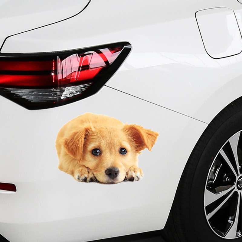 Style 1 Large 3D Simulation Dog Car Stickers Rain-Proof Sunscreen Car Sticker Scratch Shaving D