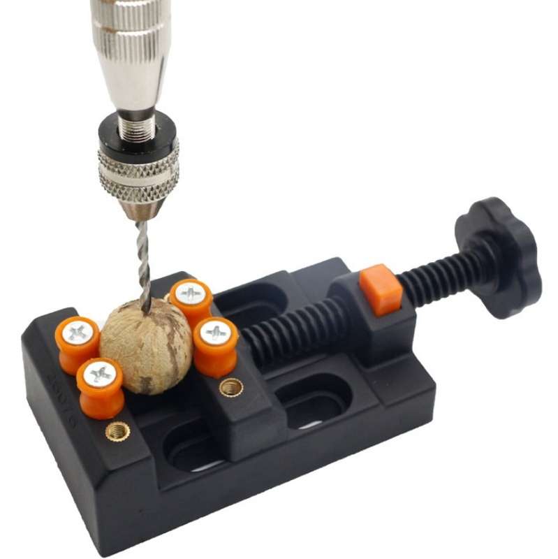 Eight-Hole Mini Flat Bench Vise Bodhi Beads Walnut Fixture(Black)
