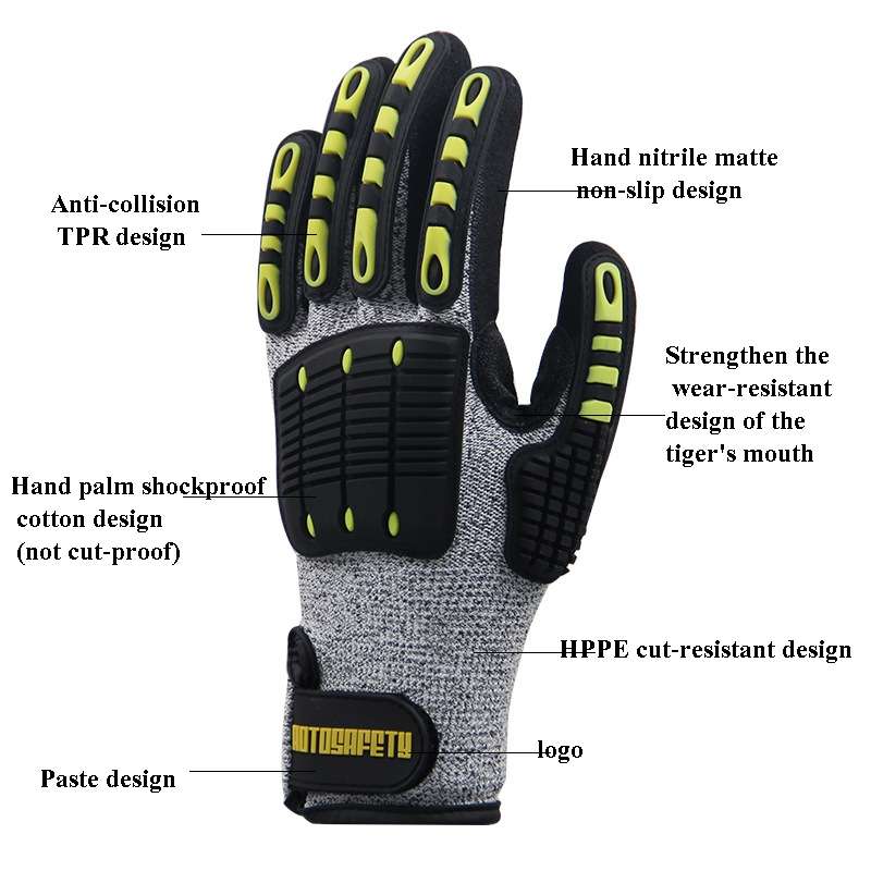 ROTOSAFETY RZT-HFZ20 Shock-Proof Anti-Smashing Anti-Cutting Anti-Collision Gloves TPR Mechanical Mai