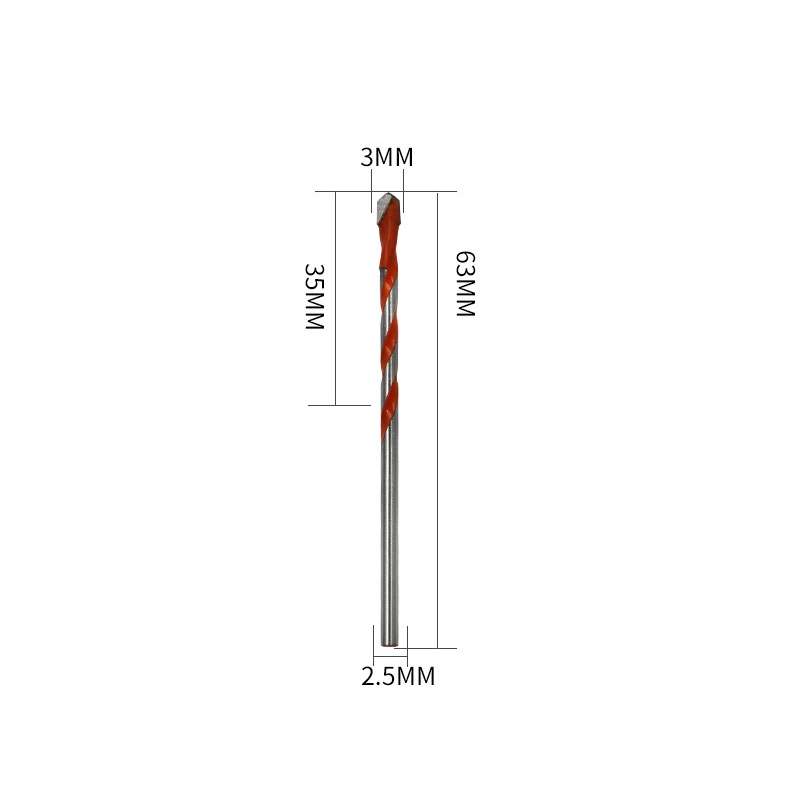 Ceramic Triangle Handle Metal Flashlight Drill Bit, Size: 3mm