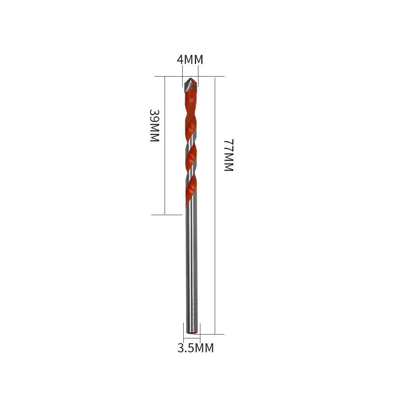 Ceramic Triangle Handle Metal Flashlight Drill Bit, Size: 4mm