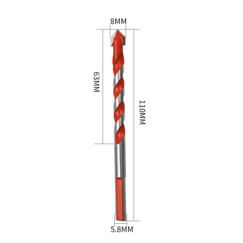 Ceramic Triangle Handle Metal Flashlight Drill Bit, Size: 8mm