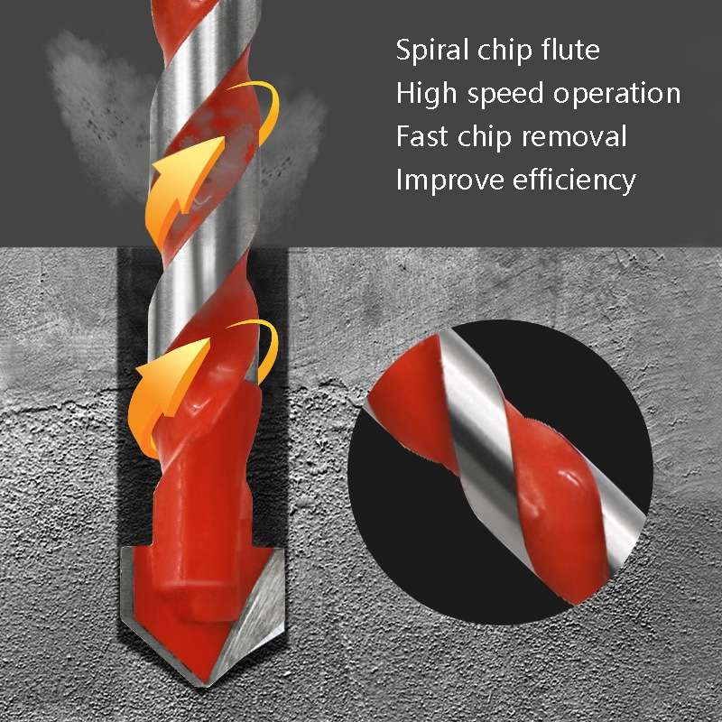 Ceramic Triangle Handle Metal Flashlight Drill Bit, Size: 8mm