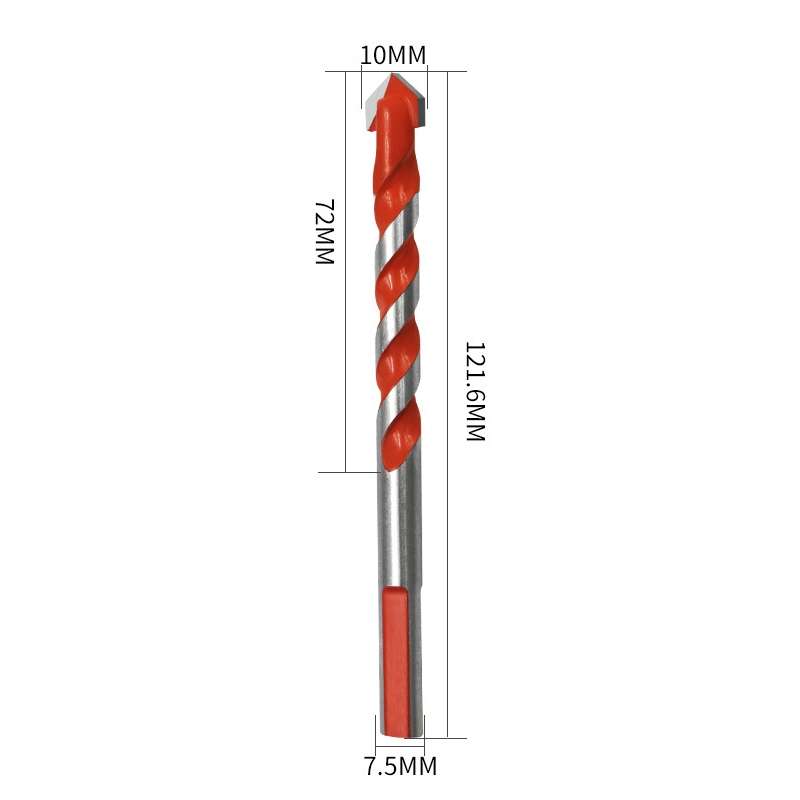 Ceramic Triangle Handle Metal Flashlight Drill Bit, Size: 10mm