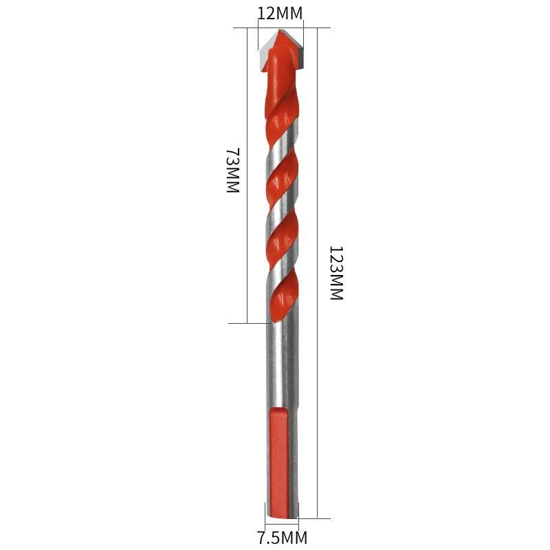 Ceramic Triangle Handle Metal Flashlight Drill Bit, Size: 12mm