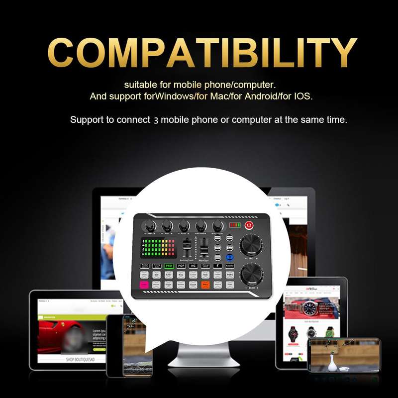 F998 Live Sound Card 16 Sound Effects Noise Reduction Mixers