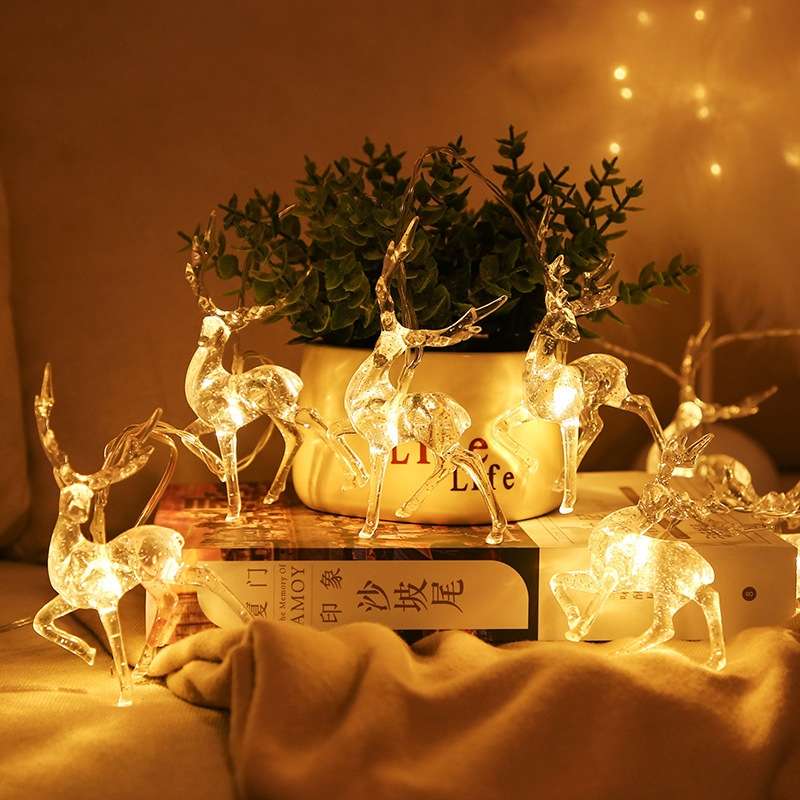 Christmas Elk String Lights Holiday Decoration, Spec: 1.5m 10 LEDs Battery Box(Colorful Light)