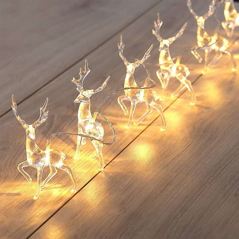 Christmas Elk String Lights Holiday Decoration, Spec: 1.5m 10 LEDs Battery Box(Colorful Light)