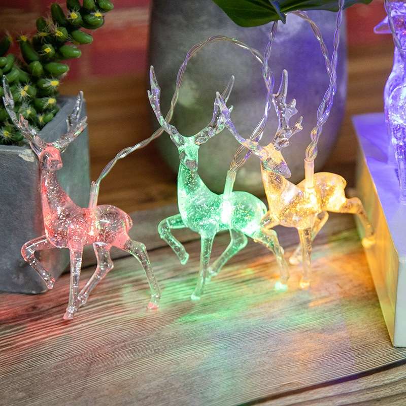 Christmas Elk String Lights Holiday Decoration, Spec: 1.5m 10 LEDs Battery Box(Colorful Light)