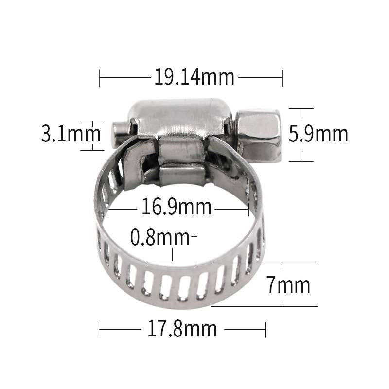 10pcs Stainless Steel Water Pipe Hose Clamp(Silver)