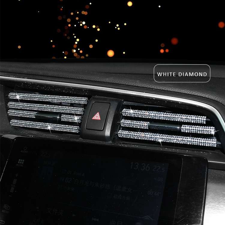 5 PCS Car Outlet Diamond Decorative Strip Air Conditioning Port U-Shaped Clip Strip(White)