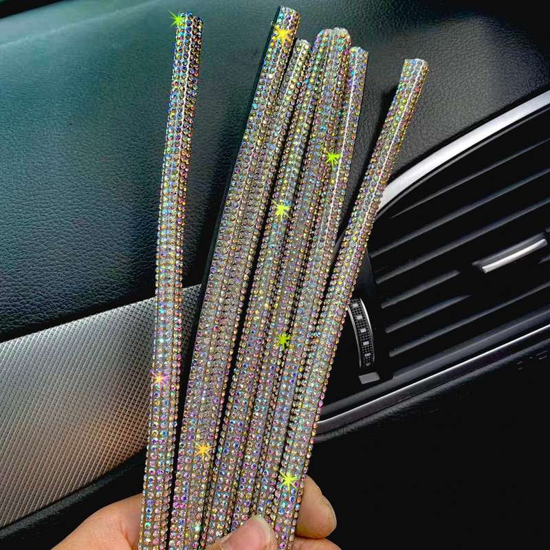 5 PCS Car Outlet Diamond Decorative Strip Air Conditioning Port U-Shaped Clip Strip(Blue)