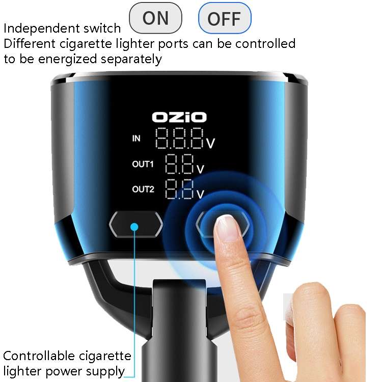Ozio Car Charger Cigarette Lighter Conversion Plug USB Fast Flashing Charger, Model: CL48Q Black