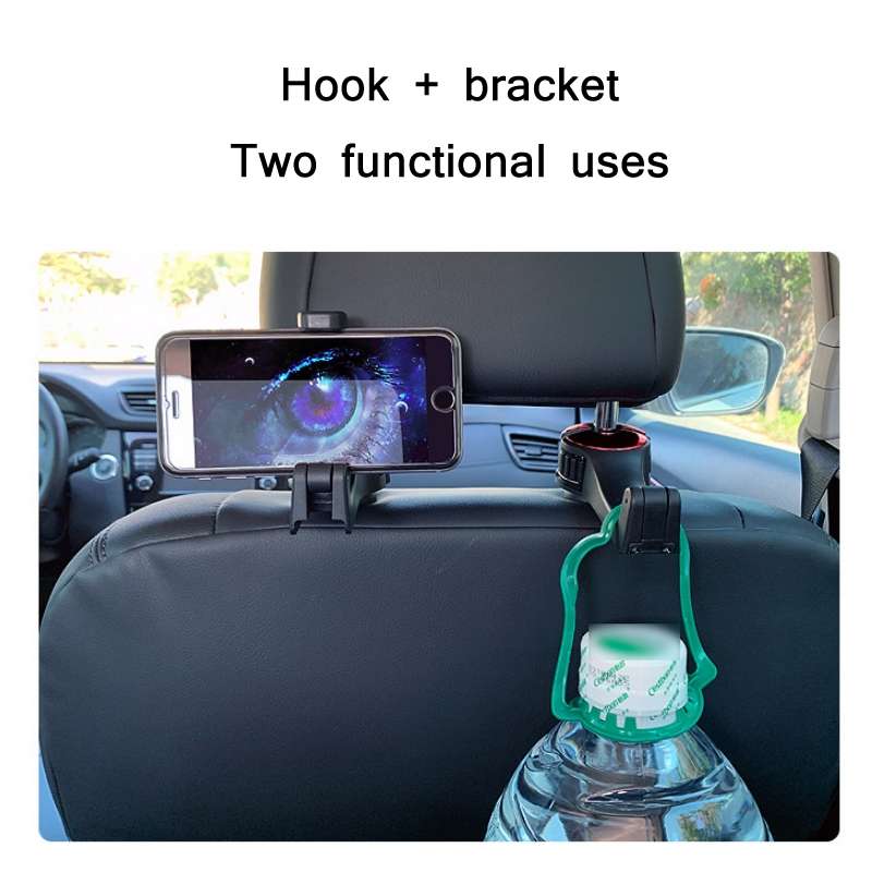 Car Multifunctional Rear Headrest Mobile Phone Hook(Second Generation Silver)