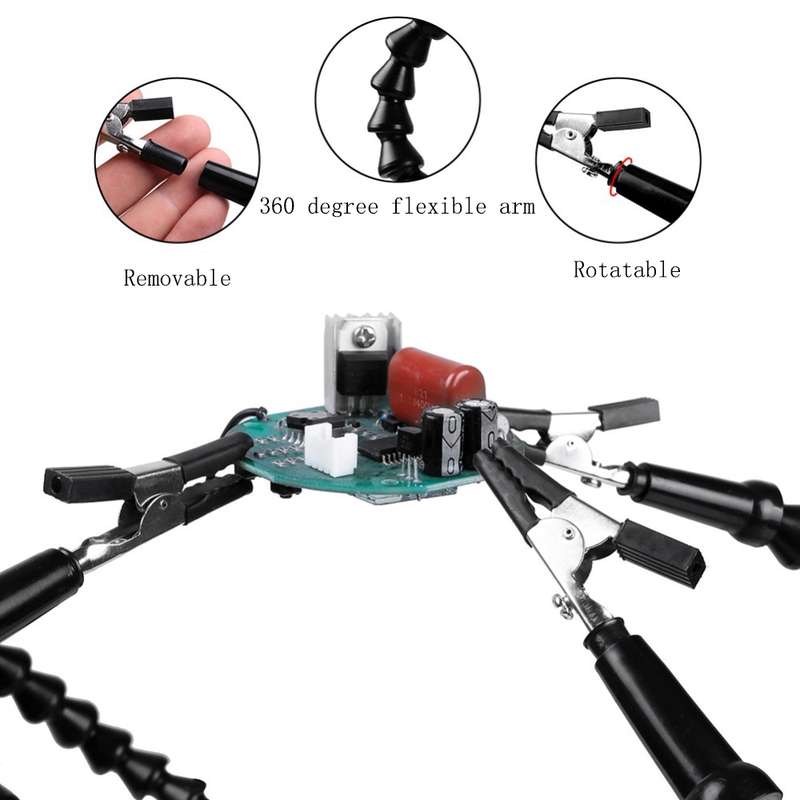 Six-Jaw Aluminum Alloy Soldering Station Repair Workbench(N-SS6LM-BK9 Black)
