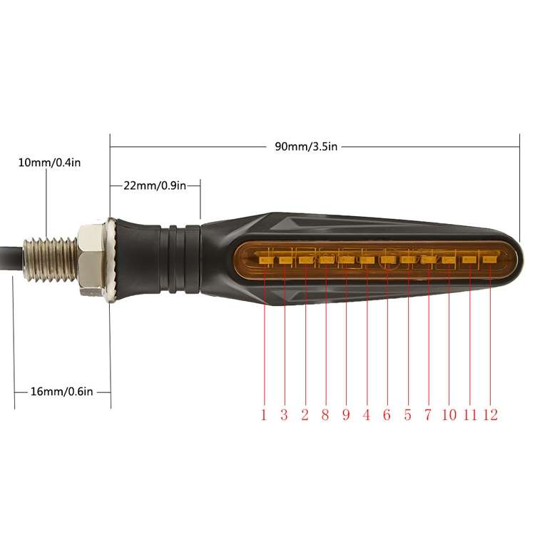 2pcs MK-109 Motorcycle Flow Steering Lamp LED Signal Light(Black)
