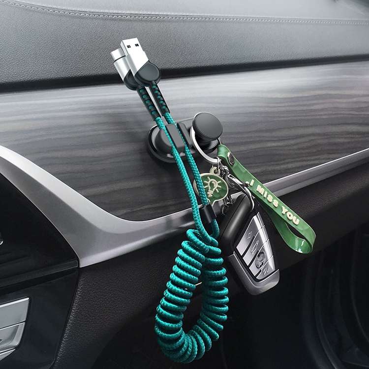 3 PCS Car Sticky Storage Data Cable Hook(Black)
