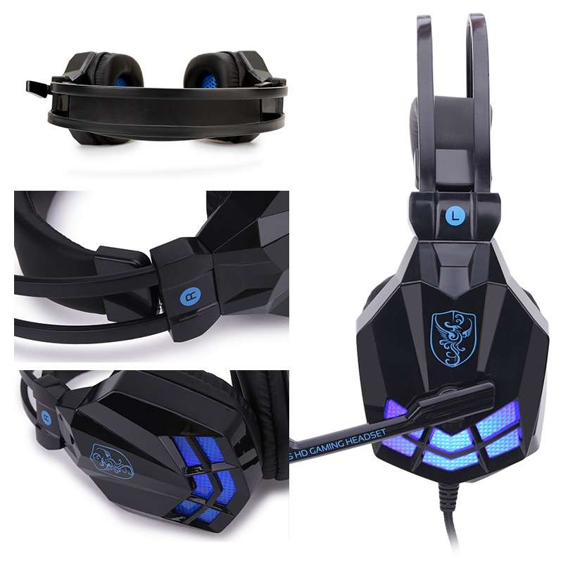 Soyto SY850MV Luminous Gaming Computer Headset For USB (White Blue)